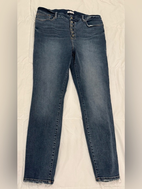 Good American Denim - Good American Good Leg Skinny Jeans Size 16 Button Fly Raw Hem GLEB873T
